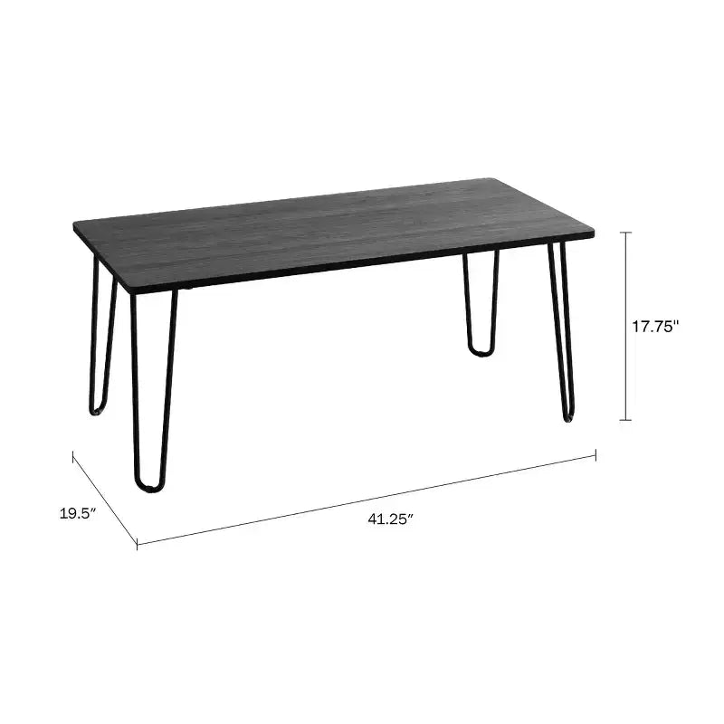 Table basse moderne avec pieds épingle – Meuble de salon en acier et aspect grain de bois industriel