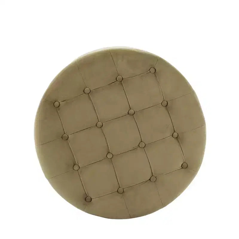 Pouffe de rangement rond capitonné en velours