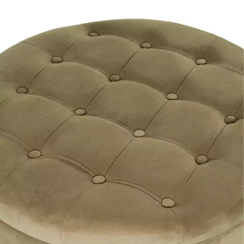 Pouffe de rangement rond capitonné en velours