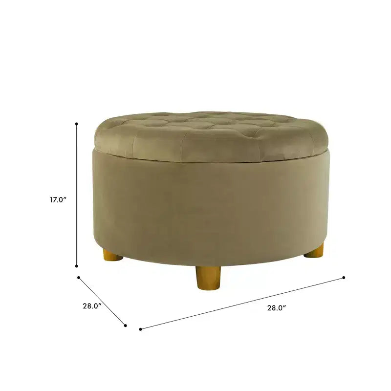 Pouffe de rangement rond capitonné en velours