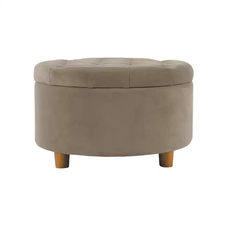 Tufted Round Storage Ottoman Velvet
