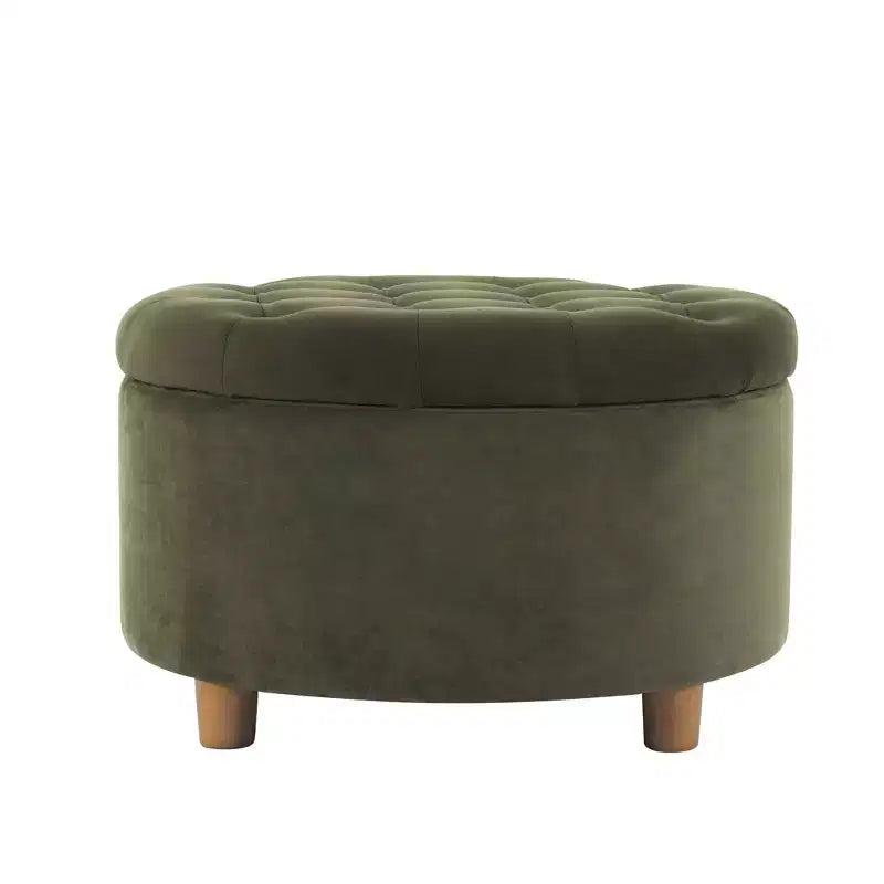 Pouffe de rangement rond capitonné en velours