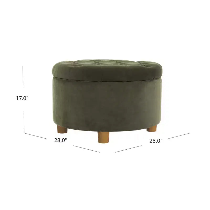 Pouffe de rangement rond capitonné en velours