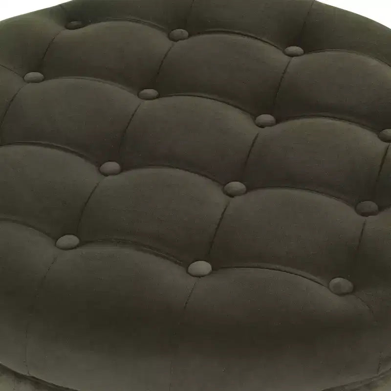 Pouffe de rangement rond capitonné en velours