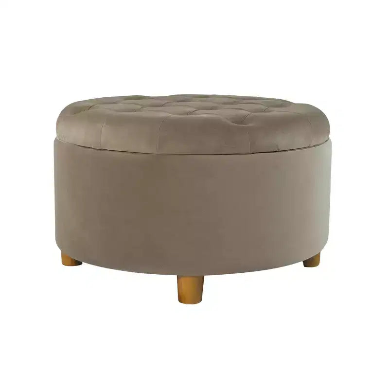 Tufted Round Storage Ottoman Velvet