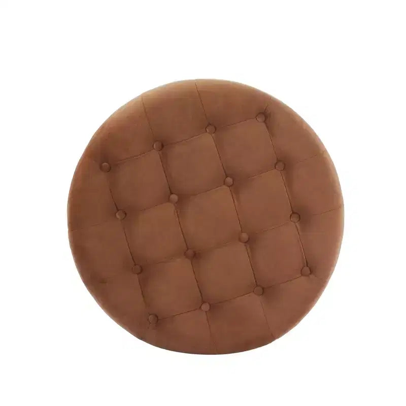 Pouffe de rangement rond capitonné en velours