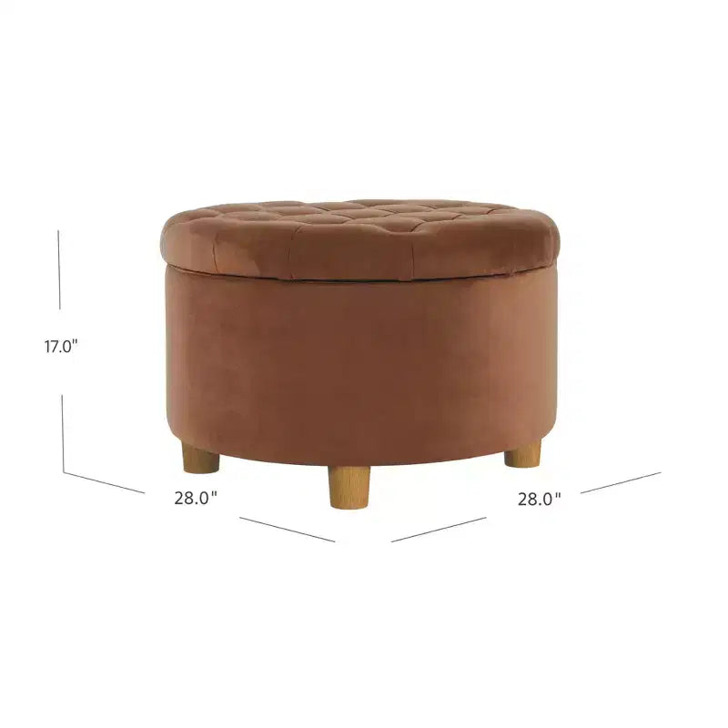 Pouffe de rangement rond capitonné en velours