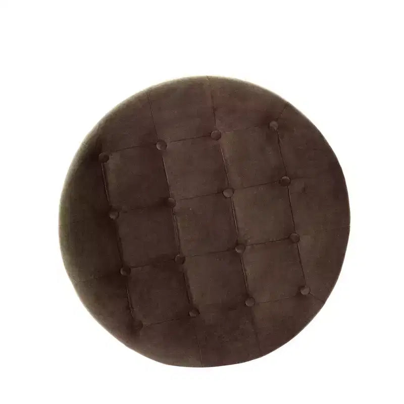 Pouffe de rangement rond capitonné en velours
