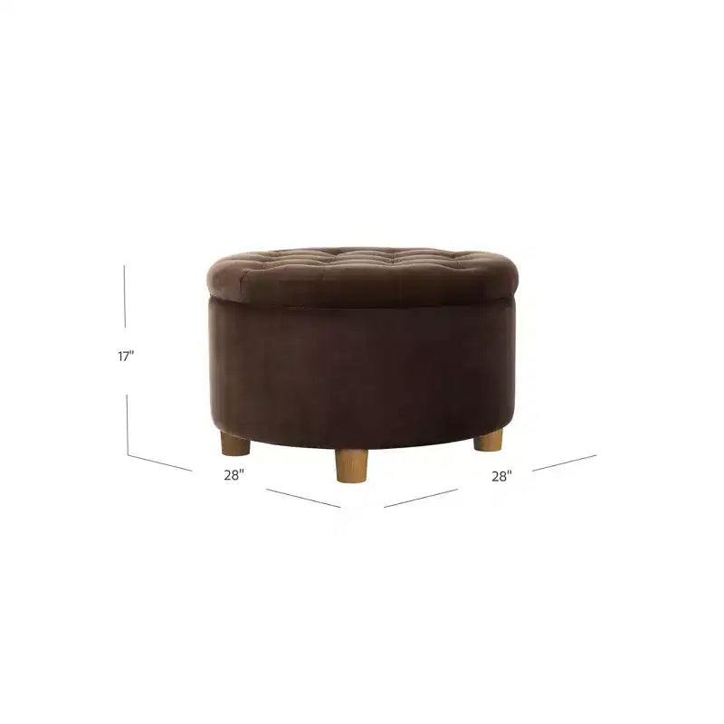 Pouffe de rangement rond capitonné en velours
