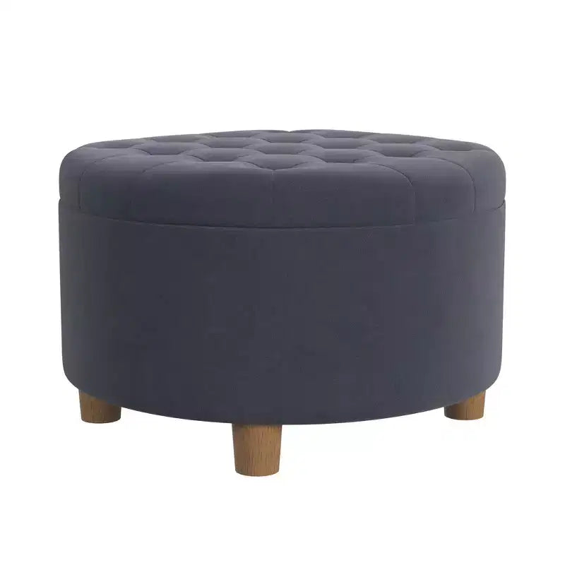 Pouffe de rangement rond capitonné en velours