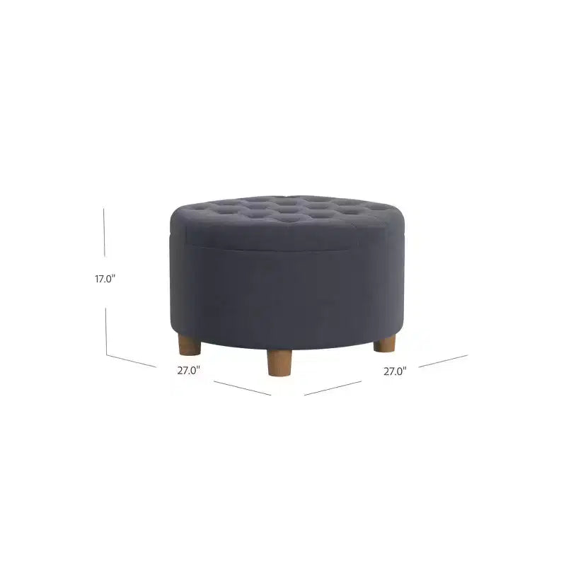 Pouffe de rangement rond capitonné en velours