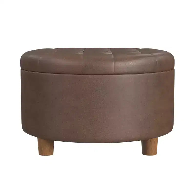 Pouffe de rangement rond capitonné en velours