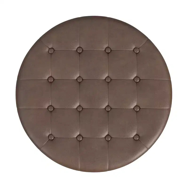 Pouffe de rangement rond capitonné en velours