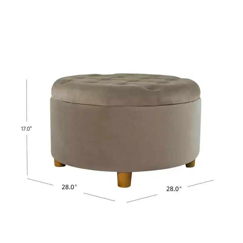 Pouffe de rangement rond capitonné en velours