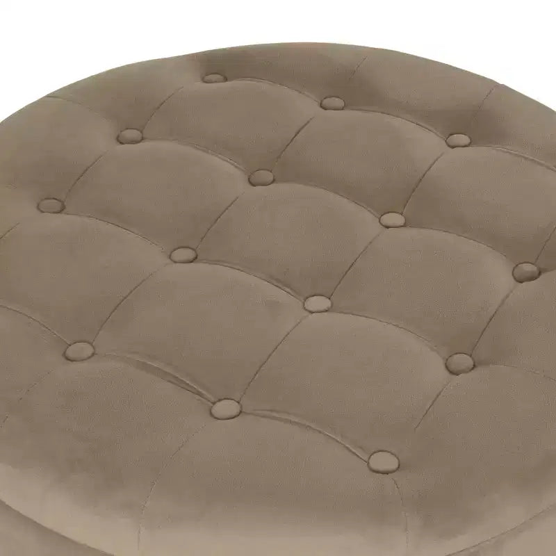 Pouffe de rangement rond capitonné en velours