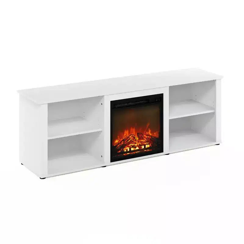 Fireplace TV Stand Entertainment Console Media Center W/18" Electric Fireplace for TVs up to 70", Solid White
