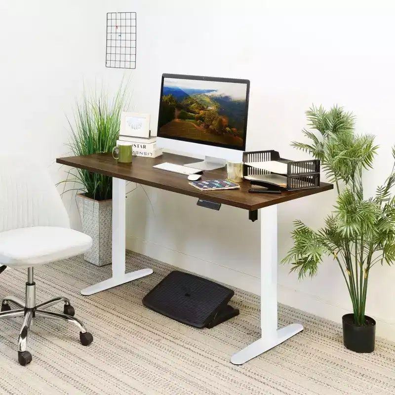 Single Motor Electric Standing Desk Base, White