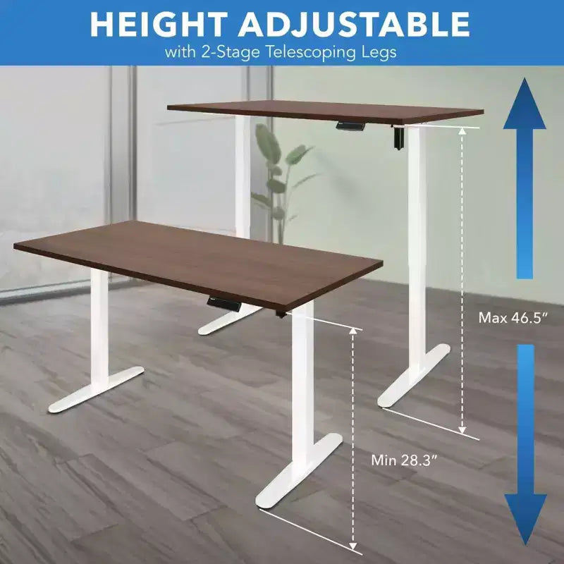 Single Motor Electric Standing Desk Base, White