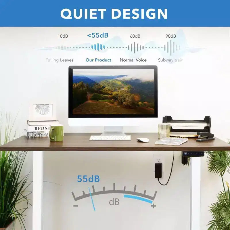 Piètement de bureau assis-debout électrique à moteur simple, Blanc