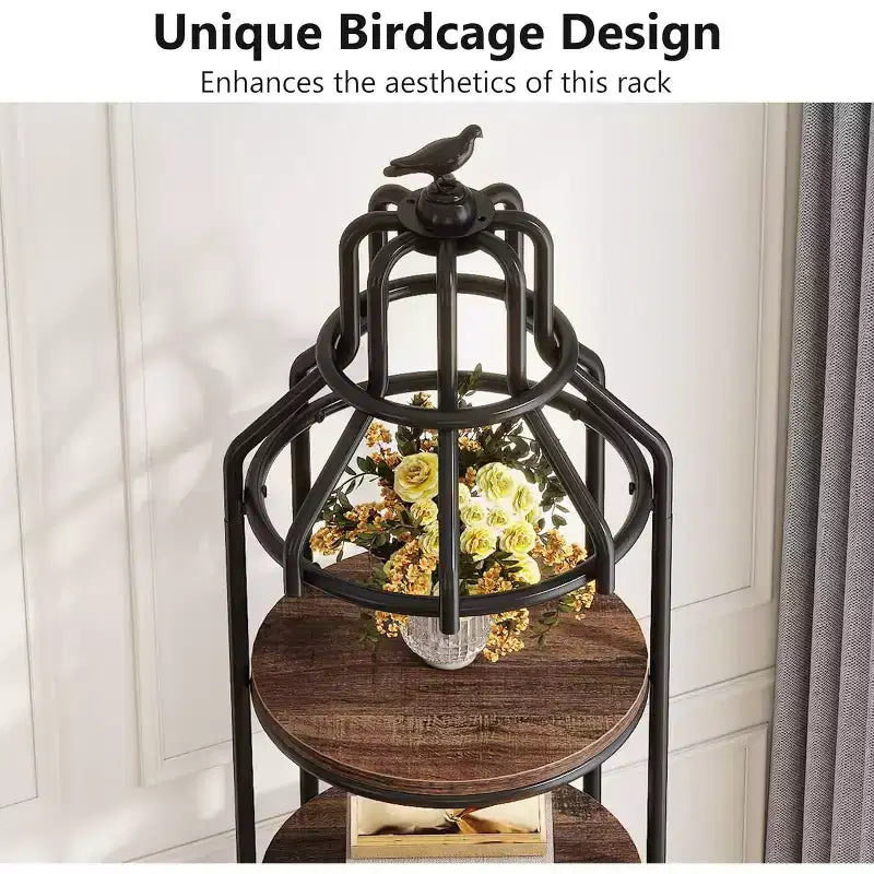 4-Tier Birdcage-Shaped Bookshelf, Freestanding Book Display Rack