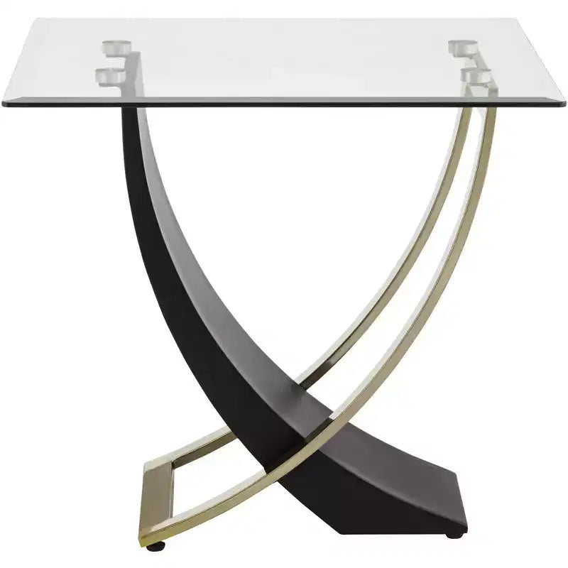 Studio 55D Modern Black Square Accent Side End Table 24 Wide Brushed Gold Leg Clear Glass Tabletop for Living Room Bedroom Bedside Entryway Office