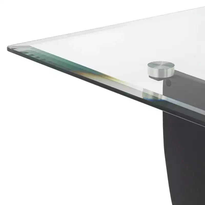 Modern Black Square Accent Side End Table, 24" Wide, Brushed Gold Legs, Clear Glass Top