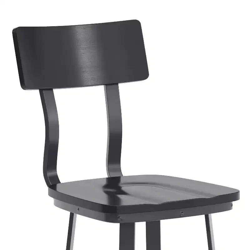 Tabouret de bar de restaurant avec assise et dossier en bois et structure thermolaquée