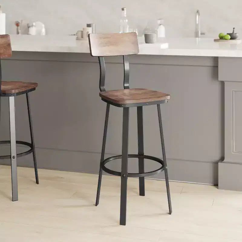 Restaurant Barstool with Wood Seat & Back and Powder Coat Frame
