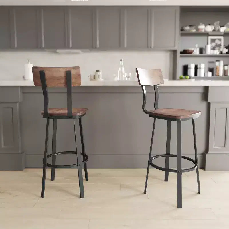 Restaurant Barstool with Wood Seat & Back and Powder Coat Frame