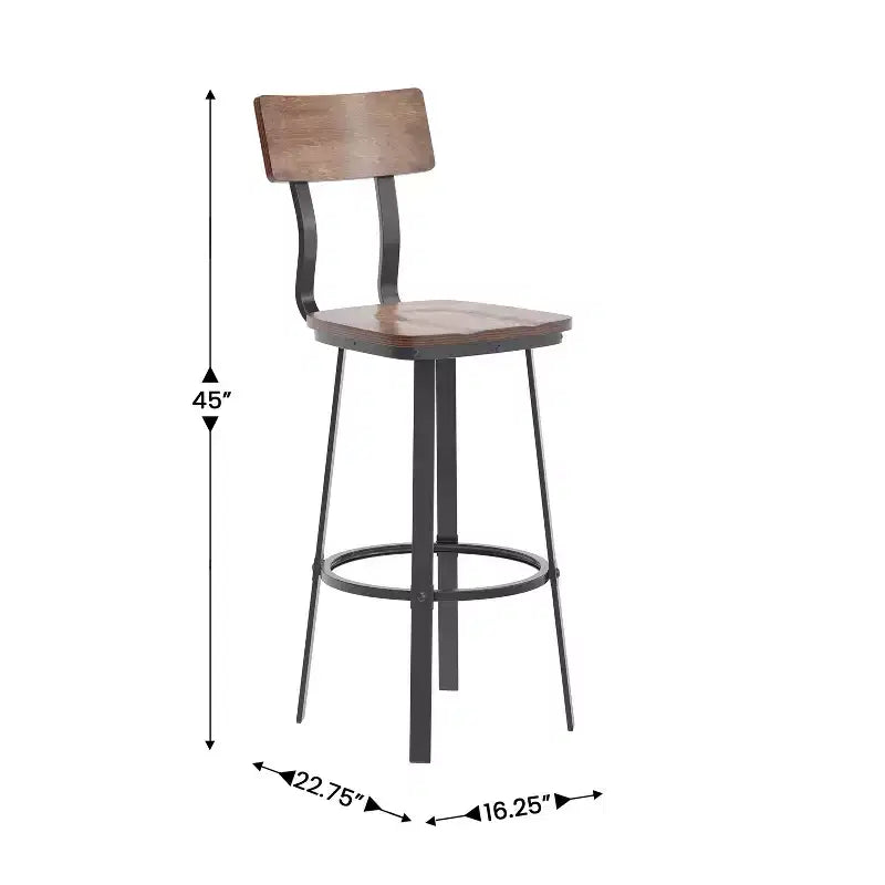 Tabouret de bar de restaurant avec assise et dossier en bois et structure thermolaquée
