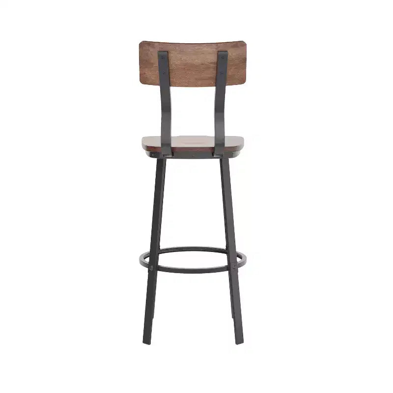 Tabouret de bar de restaurant avec assise et dossier en bois et structure thermolaquée