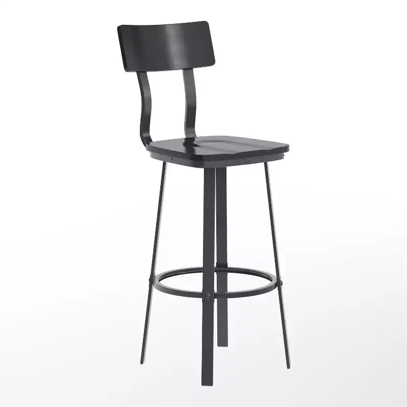 Restaurant Barstool with Wood Seat & Back and Powder Coat Frame