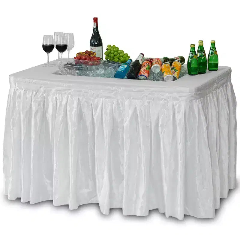 Modern Home 4' Portable Folding Party Ice Bin Table with Edge and Skirt - White