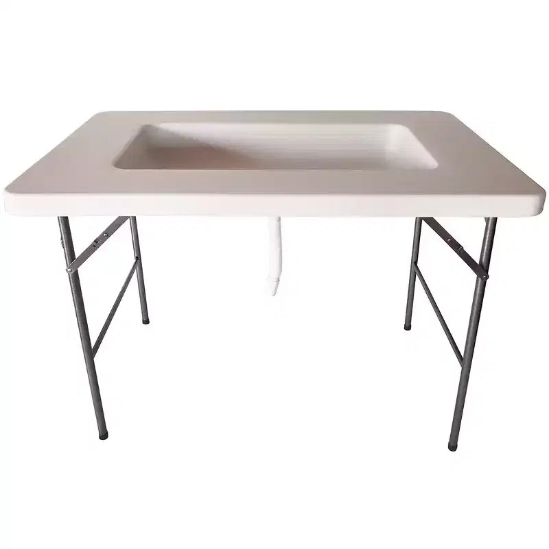 Table de fête pliante portative de 4 pi avec rebord et jupe - Blanche