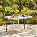 Table de fête pliante portative de 4 pi avec rebord et jupe - Blanche