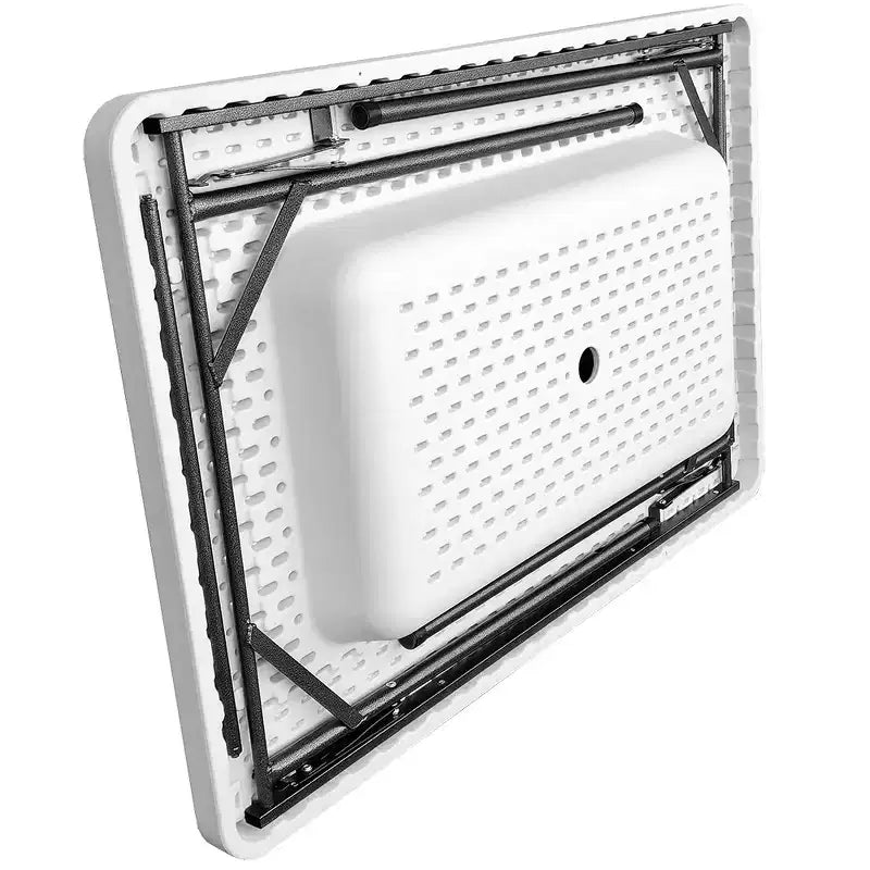 Table de fête pliante portative de 4 pi avec rebord et jupe - Blanche