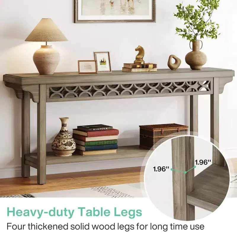 Console longue en bois massif de 70,8 pouces