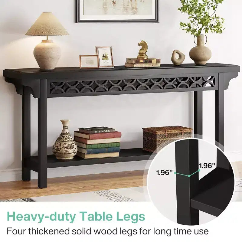 Console longue en bois massif de 70,8 pouces
