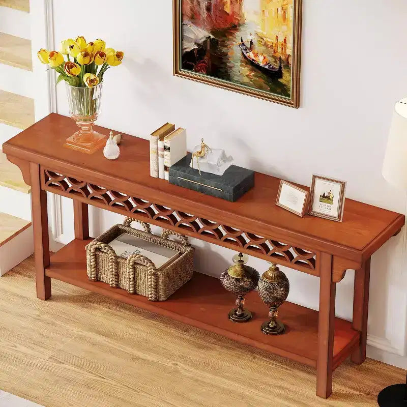 Console longue en bois massif de 70,8 pouces
