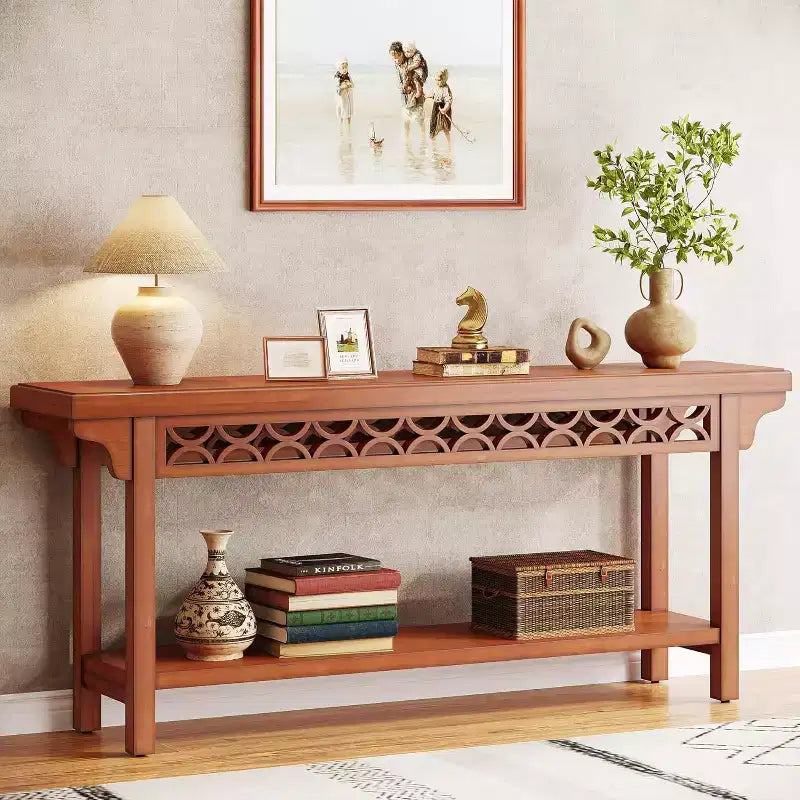 Console longue en bois massif de 70,8 pouces