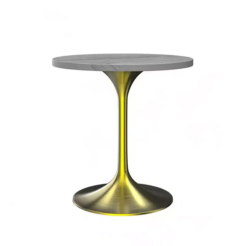 LeisureMod Verve 36 Round Dining Table - Modern Resin Top with Brushed Gold Pedestal Base Accent Table for Contemporary Dining and Kitchen Room