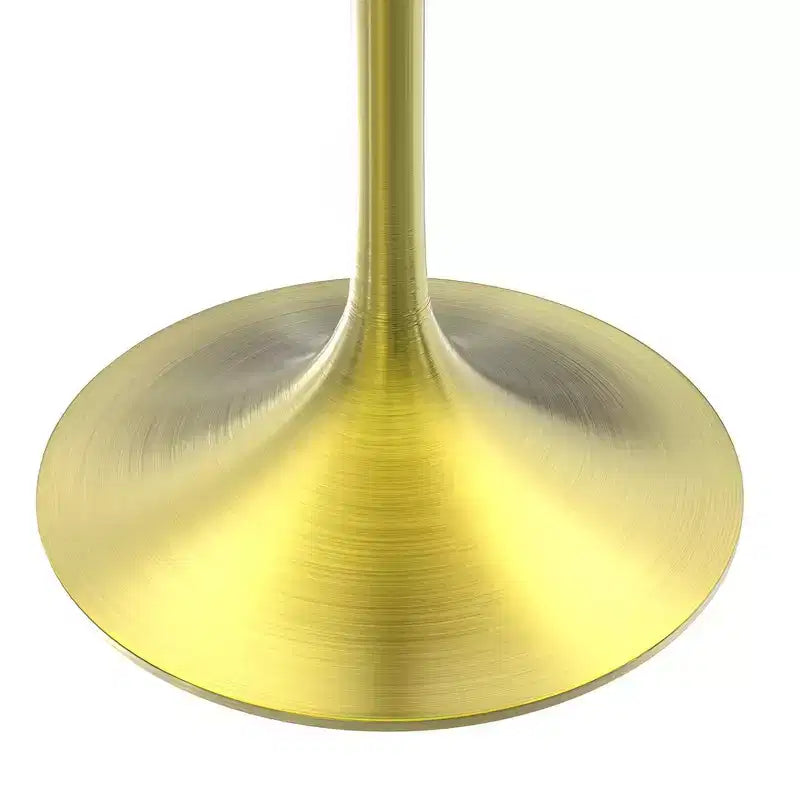 Table à manger ronde - Plateau en résine moderne avec pied en métal doré brossé