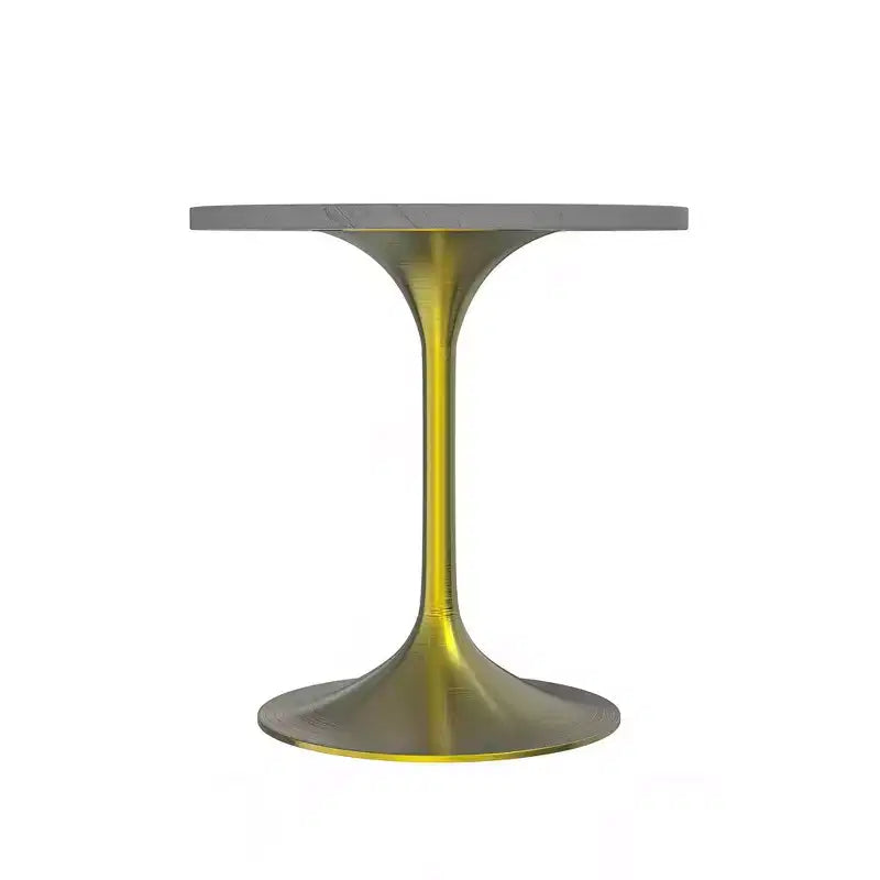 Table à manger ronde - Plateau en résine moderne avec pied en métal doré brossé